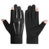 Guantes de Ciclismo para Hombre Pantalla Táctil Forro Polar de Invierno Cálidos Antideslizantes para Conducir Fuga Dos Dedos Motocicleta Guantes de Invierno para Pesca