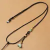 Corda de Pingente de Lótus de Lado Único com Pingente de Jade e Ouro, Corda de Colar com Pingente de Jade Fresco Tecida à Mão para Homens e Mulheres, Atacado