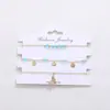 Europa y Estados Unidos joyería transfronteriza de oro de 14 quilates perla de imitación pulsera multicapa de 4 piezas traje de joyería con incrustaciones de piedra natural venta al por mayor