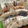 Conjunto de Cuatro Piezas de Leche Polar A-Class Fresco y Lindo para Bebés y Niños, Funda de Edredón Individual Espesa Cálida de Invierno, Conjunto de Tres Piezas para Dormitorio de Estudiantes