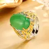2025 Nueva Joyería Zhuangshengsheng Base de Cobre Chapado en Oro Imitación Piedra de Gema de Color Liso Anillo Hueco con Forma de Huevo Piedra 13*18