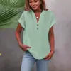 Camisa de Verano para Mujer de Color Sólido con Cuello Alto, Botones y Manga Corta, Estilo Europeo y Americano, 2026