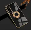 Funda magnética con anillo de color puro electrochapado para Sony Xperia10 V Xperia1V Soporte Anticaída TPU Estilo Japonés