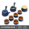 Cerâmica Grossa Madeira Maciça Pote Lateral Esmalte Areia Azul Conjunto de Chá Kung Fu Vintage Cerâmica Preta terno 1 Bule 6 Xícaras Bule Mar de Chá Criativo