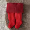 Mallas Gruesas Cálidas de Alta Elasticidad con Forro Polar para Niñas, Calcetines para Bebé, Calcetines Lisos Anchos Transfronterizos para Niños, Rojo Chino