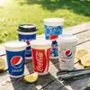 Vasos desechables Pepsi al por mayor, vasos de papel de doble recubrimiento engrosado para uso comercial, con tapas, adecuados para llevar cola y bebidas frías