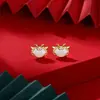 Pendientes de botón de plata de ley Año del Dragón para mujer, diseño de nicho de lujo ligero, pendientes sencillos, elegante regalo de Año Nuevo para novia