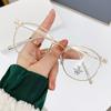 Gafas de Moda Anti Luz Azul Modernas Nueva Montura Redonda Sencilla Montura Color Té Frío Gafas Sin Graduación Se Pueden Adaptar con Lentes de Prescripción 01083