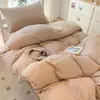 Juego de Cama de Tres Piezas de Algodón 100% Puro Jacquard Color Sólido 60S para Dormitorio de Estudiantes, Juego de Ropa de Cama con Funda de Edredón, Sábana Plana y Sábana Ajustable 100% Algodón Puro de Lujo Ligero