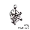 19x 11mm 0.9g prata antiga DIY acessórios vintage Gótico pingente de teia de aranha esqueleto