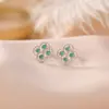 Yilu Prata S925 Prata Esterlina Banhado a Ouro Jade Conta Redonda Trevo Moeda de Cobre Oco Moda Simples Leve Luxo Brincos Studs
