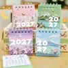 Calendário de Mesa com Pintura a Óleo Original Sensação de Alto Padrão Ornamento de Mesa Pequeno Calendário Presente de Recompensa para Estudantes Pequeno Presente 2027 Pequeno Calendário de Mesa