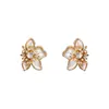 Pendientes Europeos y Americanos de Estilo Transfronterizo para Mujer, Pendientes de Diseño Geométrico Simple de Flor con Circonita Incrustada en Forma de Corazón, Accesorios Versátiles para Orejas
