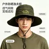 Sombrero de pescador de malla transpirable para exteriores de verano, unisex, de ala ancha, adecuado para senderismo y montañismo, con diseño bordado, protección solar y protección UV
