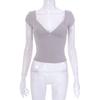 Comercio Exterior Transfronterizo Amazon Verano Nuevo para Mujer Color Sólido Escote Bajo Manga Corta Casual Top Pequeño para Mujer AliExpress