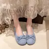 Sapatilhas Ballet com Laço Francês com Saia Fada Corte Baixo Sapatos Únicos Femininos 2026 Nova Primavera Outono Solado Macio Sapatos de Dirigir