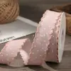 Fita de Algodão e Linho com Bolinhas e Borda Ondulada para DIY de Acessórios de Cabelo Laços Acessórios Fita de Renda com Bolinhas Fita para Embalagem de Caixa de Presente