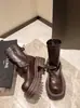Efecto adelgazante en las piernas~ Botas altas de plataforma estilizadas para mujer, botines fruncidos con cremallera trasera, punta redonda, botas estilo Martin elásticas para mujer