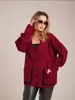 Cárdigan de Punto de Bloques de Color de Bolsillo de Comercio Exterior Transfronterizo Nuevo para Primavera y Otoño 2025 Suelto Talla Grande Cuello en V Suéter Chaqueta para Mujer