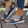 Sandalias Boca de Pez para Mujer Hebilla Metálica Transfronteriza Decoración de Comercio Exterior Cuerda de Cáñamo Sandalias de Cuña para Mujer Tallas Grandes