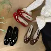 Zapatos Planos con Pedrería para Mujer 2026 Estilo Nuevo, Adecuados para Faldas, Elegantes y Cómodos, Mocasines Slip-On de Gamuza Negros