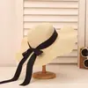 Sombrero de Paja para Mujer, Sombrero de Playa de Verano, Protección Solar, Estilo Coreano, Cubre Rostro, Versátil para Salidas, Sombrero para el Sol, Ala Ancha