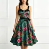 2026 Nuevo Modelo Vestido de Tirantes con Estampado Floral Artístico Vintage para Mujer, Impresión Digital 3D, para Comercio Electrónico Independiente y Amazon