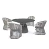 Mesas y Sillas para Patio de Villa, Sillas de Mimbre para Terraza de Jardín de Ocio, Mesa Redonda de Pizarra para Restaurante al Aire Libre, Mesas y Sillas de Mimbre para Hotel y Casa de Huéspedes