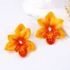 Para Moda Exagerada Boêmia Transfronteiriça Simples Gotejamento de Óleo Flor de Tecido Única Brincos Estilo Versátil de Feriado para Mulheres