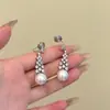 Aretes de Perla Cascada de Meteorito, Aretes Colgantes Versátiles de Moda de Lujo de Gama Alta Super Brillantes, Aretes Clip-On de Bobina de Mosquitos Sin Perforación