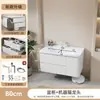 Juego de Gabinetes de Baño de Panal de Aluminio Completo con Panal de Aluminio Espacial y Cajones Dobles, Lavabo de Cerámica Integrado para Gabinete de Lavabo de Baño