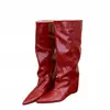 []Botas largas de punta estilo francés para mujer, nueva colección otoño/invierno 2026, tacón de cuña, caña recta, hasta la rodilla