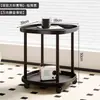 Mesa de Centro Dupla Camada Mini Móvel para Uso Lateral de Sofá, Mesa Pequena Minimalista, Prateleira Pequena de Armazenamento de Cabeceira para Quarto e Varanda
