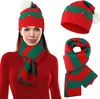 Chapéu de tricô Amazon comércio exterior presentes transfronteiriços cauda longa listras Papai Noel Chapéu de Natal Europeu e Americano chapéu vermelho e verde pompom