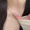 Collar de Nudo de Lazo Chapado en Plata S925 para Mujer, Nuevo Estilo Popular, Colgante de Lujo Ligero de Nicho de Gama Alta, Cadena Elegante para Clavícula
