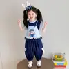 Conjunto de Policial Coelho para Meninas Verão 2026 Novo Estilo Bebê Menina Fino Estiloso Manga Curta Roupas de Verão Conjunto de Duas Peças