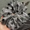 Puff de Bolinhas Onduladas ~ Estilo Coreano Rede Bolinhas Onduladas Cetim Anel de Cabelo Grande Intestino Avançado Elegante Versátil Corda de Cabelo Bolinha Acessórios de Cabelo