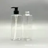 Botella Cuadrada Transparente de 300 ml 28 Dientes Botella de Champú para Mascotas Empaque de Loción Corporal Botella con Bomba de Presión Botella para Aceites Esenciales