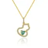Collar de Calabaza Corazón Azul de Plata de Ley S925 para Mujer, Nuevo Estilo Chino Colgante de Corazón Microincrustado de Circonita Cadena para Clavícula Venta al por Mayor