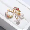 Accesorios DIY Plata de Ley S925 Zirconia de Colores Perla Pendientes Base para Pendientes Clip de Oreja Desmontable Base de Plata Accesorios para Mujeres