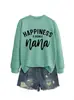 La felicidad es ser sudadera casual suelta simple para mujer de comercio exterior transfronterizo de la lista de deseos de Amazon en stock
