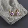 Pendiente de cadena rectangular de circón de nuevo temperamento chapado en oro real de 18 quilates/rodio material semiacabado