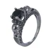 Anillo de Calavera Piedra de Llama con Circonita Redonda de Cuatro Garras, Joyería Exquisita y Atmosférica para el Dedo Índice de Mujer, Exclusivamente para Ventas Transfronterizas