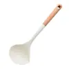 Nuevo Set de Utensilios de Cocina de Silicona, Utensilios de Cocina Blanco Leche, Silicona de Grado Alimenticio, Mango de Madera, Espátula, Cuchara para Sopa, Especial para Uso Doméstico, Sartenes Antiadherentes