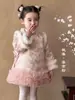 Vestido de estilo chino para niña Atuendo de invierno para bebés Vestido de felicitación de Año Nuevo Vestido de primer cumpleaños Vestido de princesa Ropa de Año Nuevo