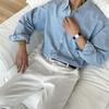 MYQ lavou camisa jeans velha primavera coreana estilo coreano solto high-end camisa de trabalho de manga comprida