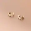 Love Lodge s925 Plata Estrella Dulce Clip de Oreja para Mujer Aretes Simples de Línea de Tres Capas Estilo Coreano M00323