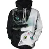 Sudadera con capucha popular estilo europeo y americano, estampado digital 3D de rosa, corte holgado, para hombre y mujer, sudadera con capucha de pullover