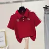 2026 Novo Estilo Gola Polo Ombro Reto Estilo College Camiseta Estampada Versátil Moda Jovem Top Emagrecedor