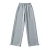 Pantalones de Chándal de Tiro Bajo Largos para Mujer 2024 Primavera y Verano Nuevo Estilo Holgados Casual Versátiles Aspecto Adelgazante Pierna Ancha con Cordón Doble Uso Pantalones de Pierna Ancha